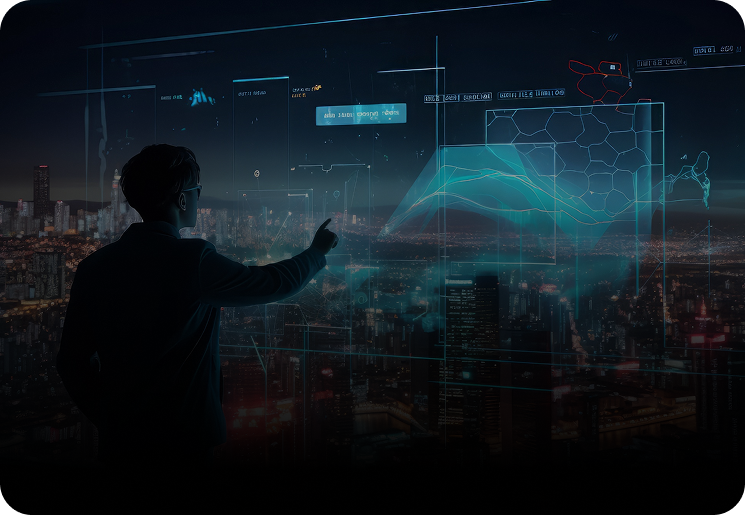 AI-driven insights dashboard showing data analytics and smart decision making